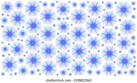 Fifties Style, Dazzling, Blue, Purple And White Floral Background Design.