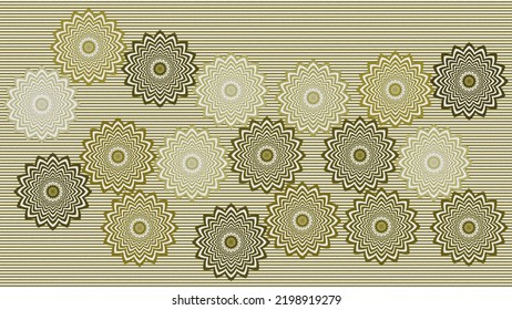 Fifties Style Soft Green Textured Stripe Mandala Background Design.