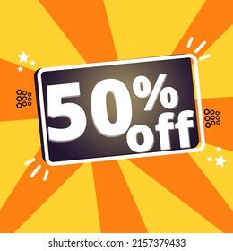 Fifty Per Cent 50% Off Surprise Discount Discount Offer Yellow And Orange Poster 