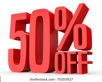 Fifty percent off. Discount 50 %. 3D illustration on white background. - Powered by Shutterstock