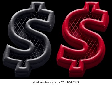 Fight Night Font. Red And Black. Dollar Symbol. 3d Rendering.