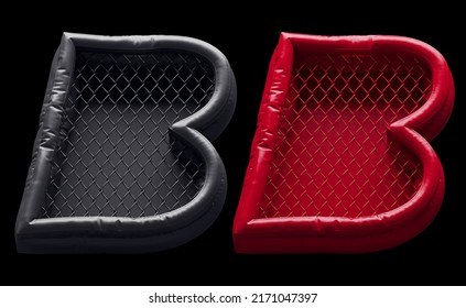 Fight Night Font. Red And Black. Letter B. 3d Rendering.