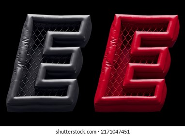 Fight Night Font. Red And Black. Letter E. 3d Rendering.