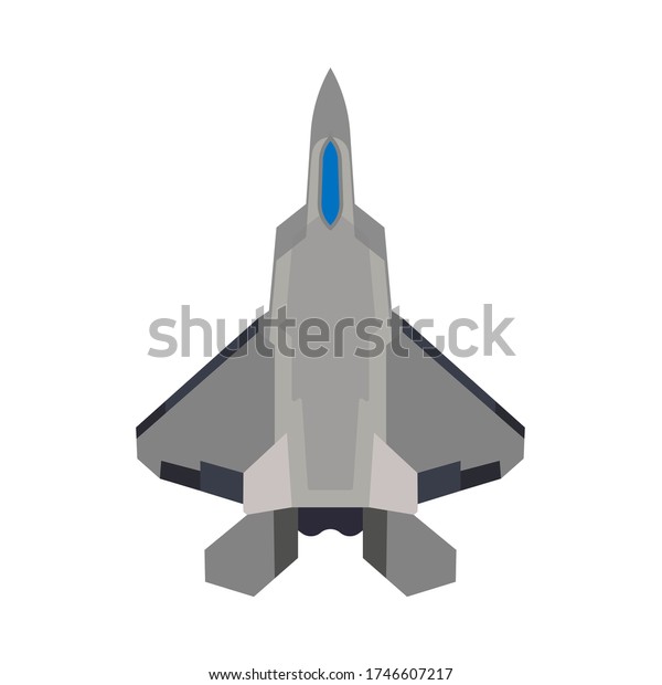 戦闘機のアイコン軍事機の上面図 超音速アサルトジェット戦闘機輸送機 コックピットの漫画の爆破犯 のイラスト素材