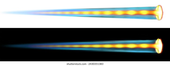 fighter jet, afterburner, real jet engine exhaust fire, jet stream, nozzle jet isolated on white and black