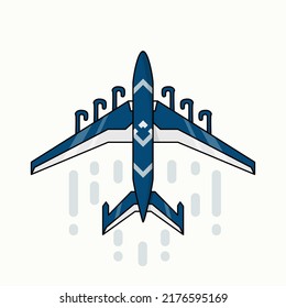 Fighter Jet Cartoon Illustration With Flat Background 