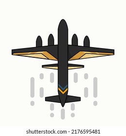 Fighter Jet Cartoon Illustration With Flat Background 