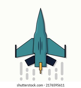 Fighter Jet Cartoon Illustration With Flat Background 