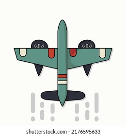 Fighter Jet Cartoon Illustration With Flat Background 