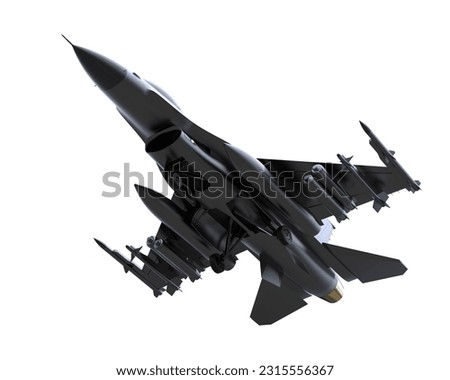 Fighter jet isolated on white background. 3d rendering - illustration