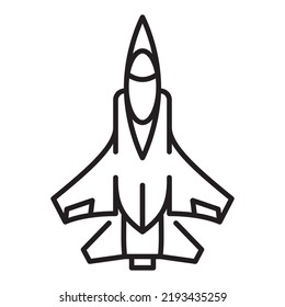 Fighter Jet Line Icon. Plane Or Air Force Outline Illustration