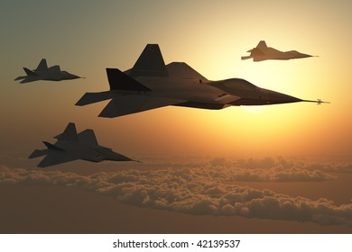 Fighter Planes At Sunset