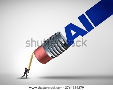Fighting AI as artificial intelligence taking over with a human who fights back machine learning as a Technology concept and Robot or Robotic Automation Replacing Humans as traditional Job Loss as employees being replaced and erased by computers and machines.
