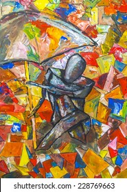 Figure posing with umbrella