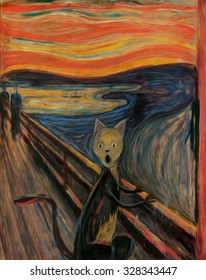 The Figure Of A Screaming Cat On The Bridge.