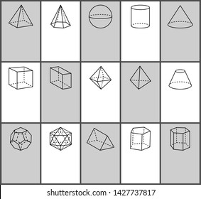 Basic Stereometry Shapes Line Set Cuboid Stock Vector (Royalty Free ...