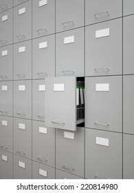 File cabinet with half-open drawer
