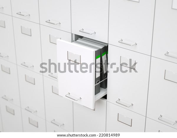 File Cabinet Halfopen Drawer Stock Illustration 220814989