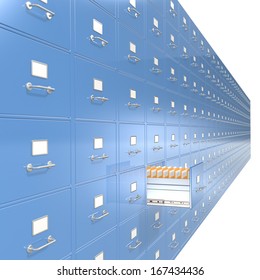 File Cabinets. Massive wall of File Cabinets. Medium DOF.