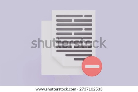 File delete or restriction of access, Paper document with red prohibition mark