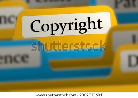 File folder with copyright tab, 3d rendering