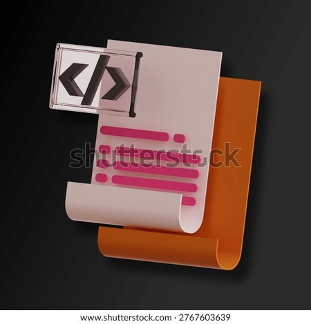 File Script 3D Icon Illustration for your website, user interface, and presentation. File Script 3D render Illustration.