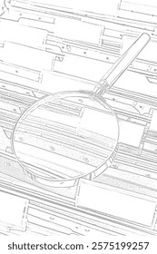 File Stack and Magnifying Glass