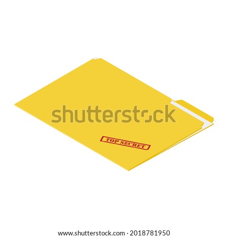 Files with top secret document isometric view isolated on white background. Confidentional information concept. raster