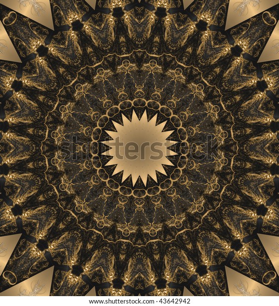 Filigree Gold Black Circular Background Stock Illustration 43642942