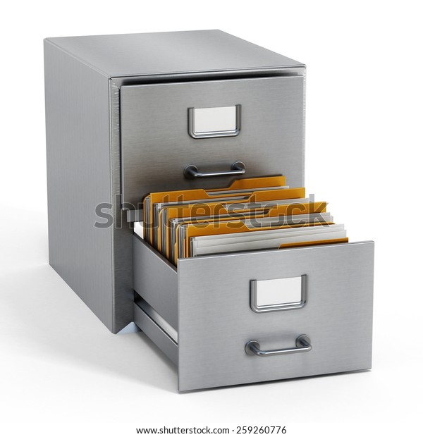 Filing Cabinet Single Yellow Folder Open Stock Illustration 259260776