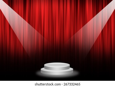 Empty Scene Red Curtain Spotlights Concert Stock Vector (Royalty Free ...