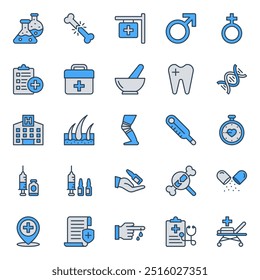 Filled blue outline icons set for Medical and Health. - Powered by Shutterstock