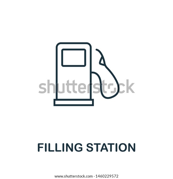 Filling Station\
outline icon. Thin style design from city elements icons\
collection. Pixel perfect symbol of filling station icon. Web\
design, apps, software, print\
usage.