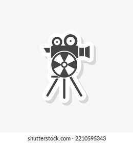 Film Camera Reel Icon Sticker Isolated On White Background