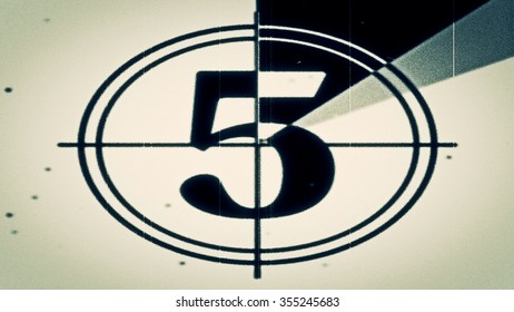 Film leader countdown frame showing the number five.