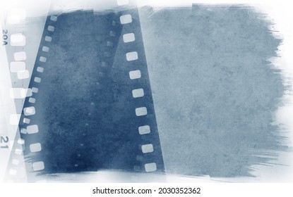 Film negative frames blue background