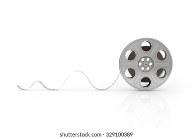 Film reels on a white background.