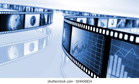 Film reels with stock market concepts. 3D rendering - Powered by Shutterstock