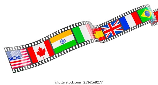 Film strip with different flags, 3D rendering isolated on white background - Powered by Shutterstock