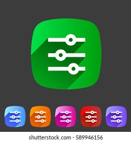 Filter sort settings icon flat web sign symbol logo label set
