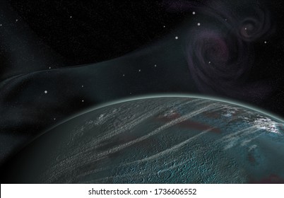 Final Frontier. Exo Planet In Deep Space. 3D Rendering