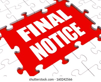 Final Notice Puzzle Showing Last Reminder Or Payment Overdue