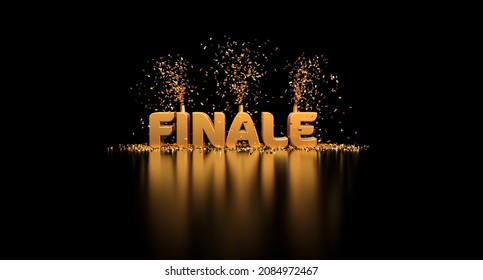 Final text with confetti on black background - 3D rendering - finale in french means final - Powered by Shutterstock