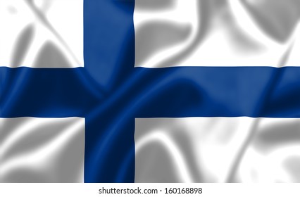 Finalnd flag blowing in the wind. Background texture.
