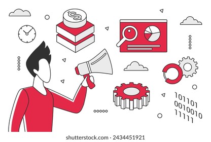 Finance advisor expert. Financial consultancy, accounting audit manager monocolor illustration - Powered by Shutterstock