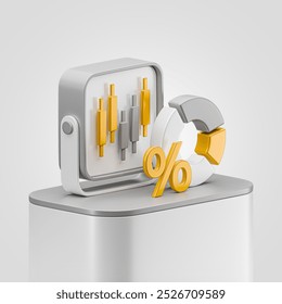 Finance consulting investment business money coins banknotes banking office analysis growth arrow chart report  balance calculator statistic tax financial savings concept. 3d rendering. - Powered by Shutterstock