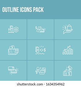 Finance Icon Set And Card To Card With Money Flow, Cash From Card And Deposit. Achievement Related Finance Icon For Web UI Logo Design.