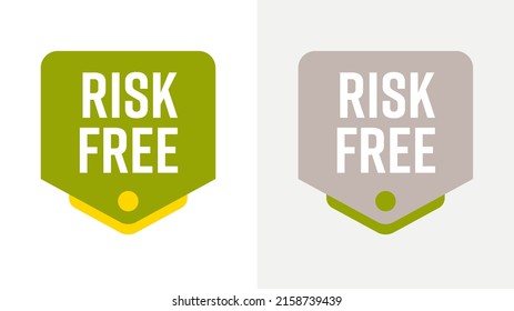 Finance Risk Free Guarantee Label Sticker Pointer Set. Transparency Of Sale, Transaction, Service Or Retail Shopping Assurance And Buyer Insurance Tag Illustration Isolated On White Background