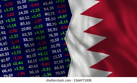 Finance, Stock Market, Stock Exchange  With Bahrain Flag - 3D Illustration Fabric Texture