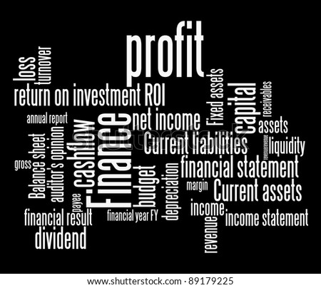 Finance terms and lingo info-text graphics and arrangement word clouds illustration concept